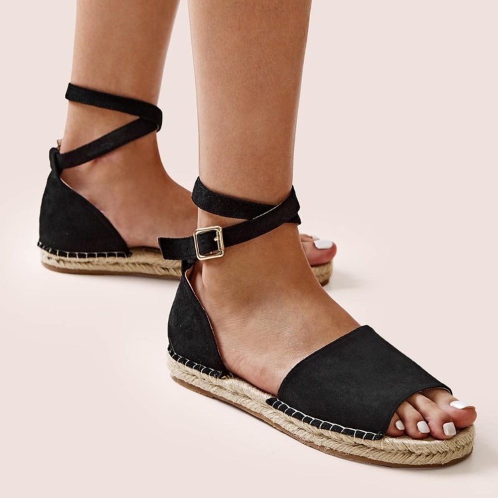 black wrap sandals NEVER worn!